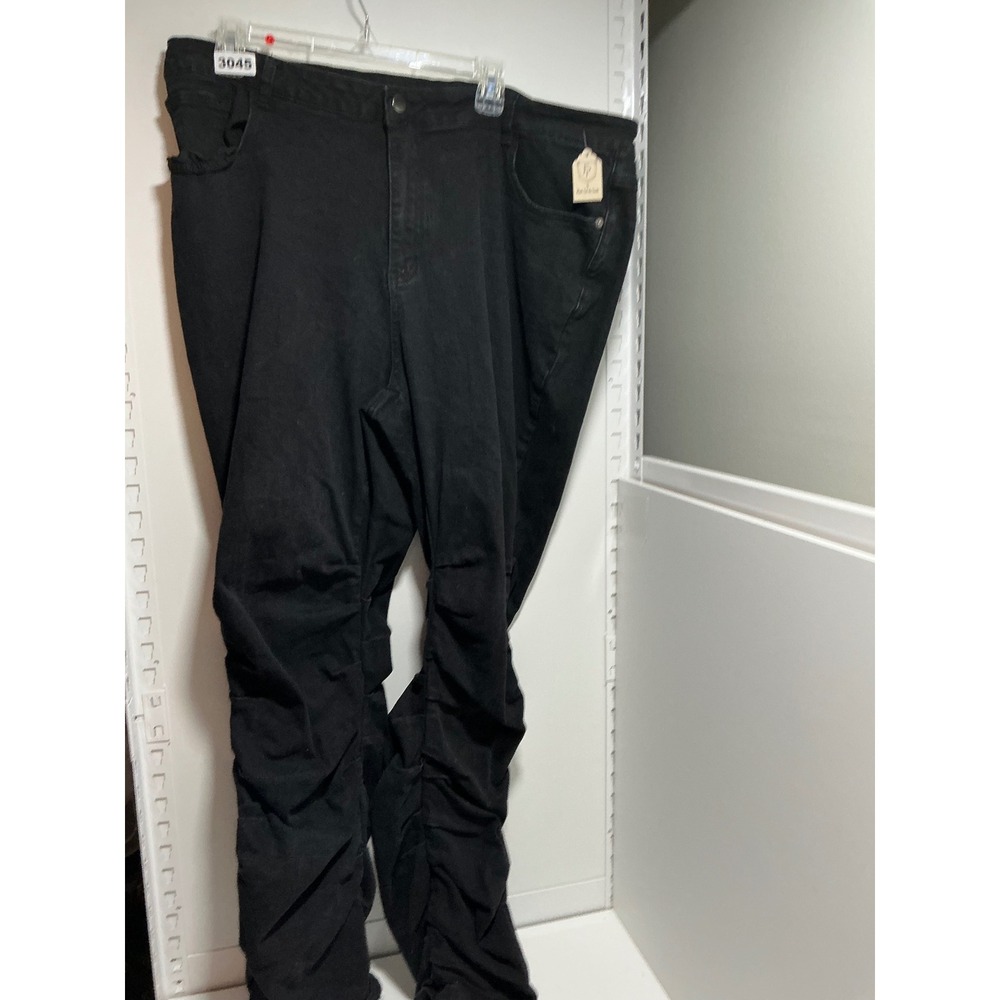 Fashion Nova Curve‎ Women 4XL Black Stacked Ruched Leg Skinny Jeans Plus Size